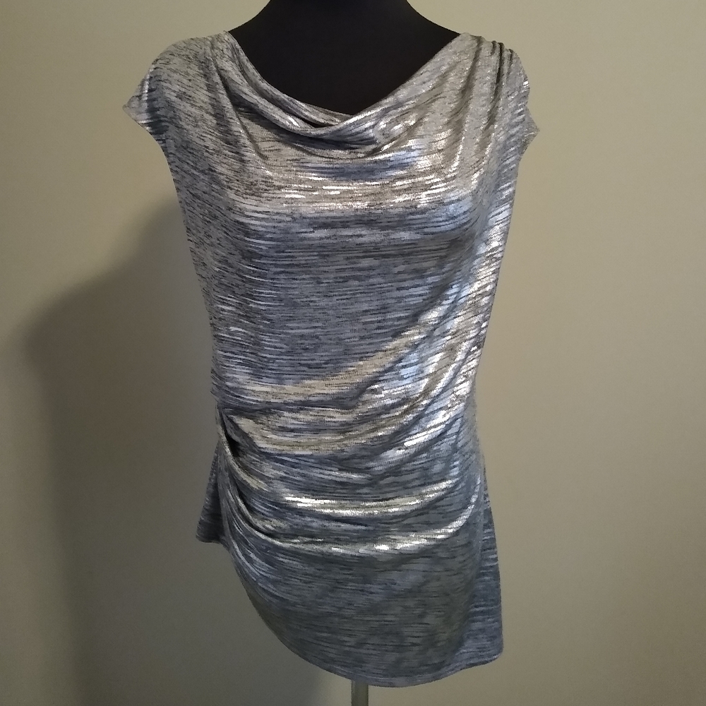 Calvin Klein metallic asymmetrical blouse M